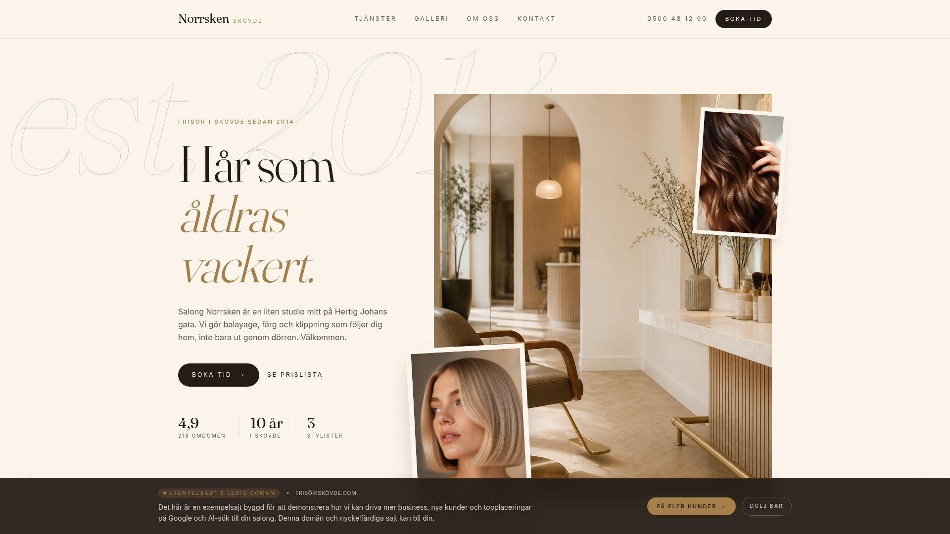 Live: frisöriskövde.com, en av våra exakt matchande domäner